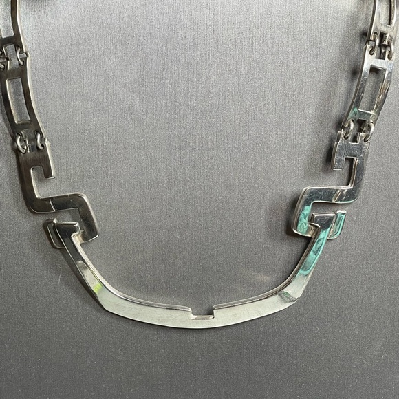 Erika Hult De Corral RIC Geometric AZTEC Sterling 925 17” Collar Necklace 6.75” - Picture 1 of 13